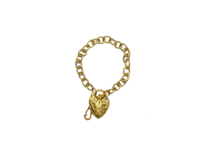 Gold Plated Mens Toggle Heart Charm Bracelet